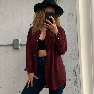 Maroon chiffon oversized blouse American apparel